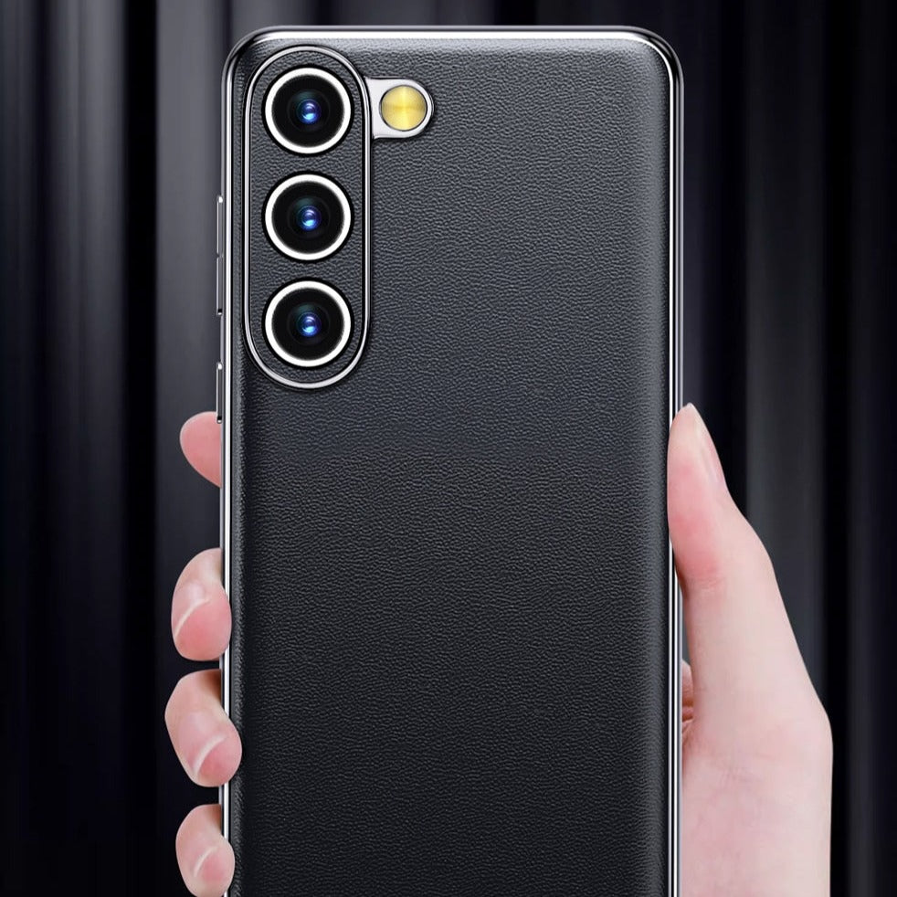 Premium Cowhide Phone Case for Samsung Galaxy with Metal Frame Wireless Charging Compatible | Thomler