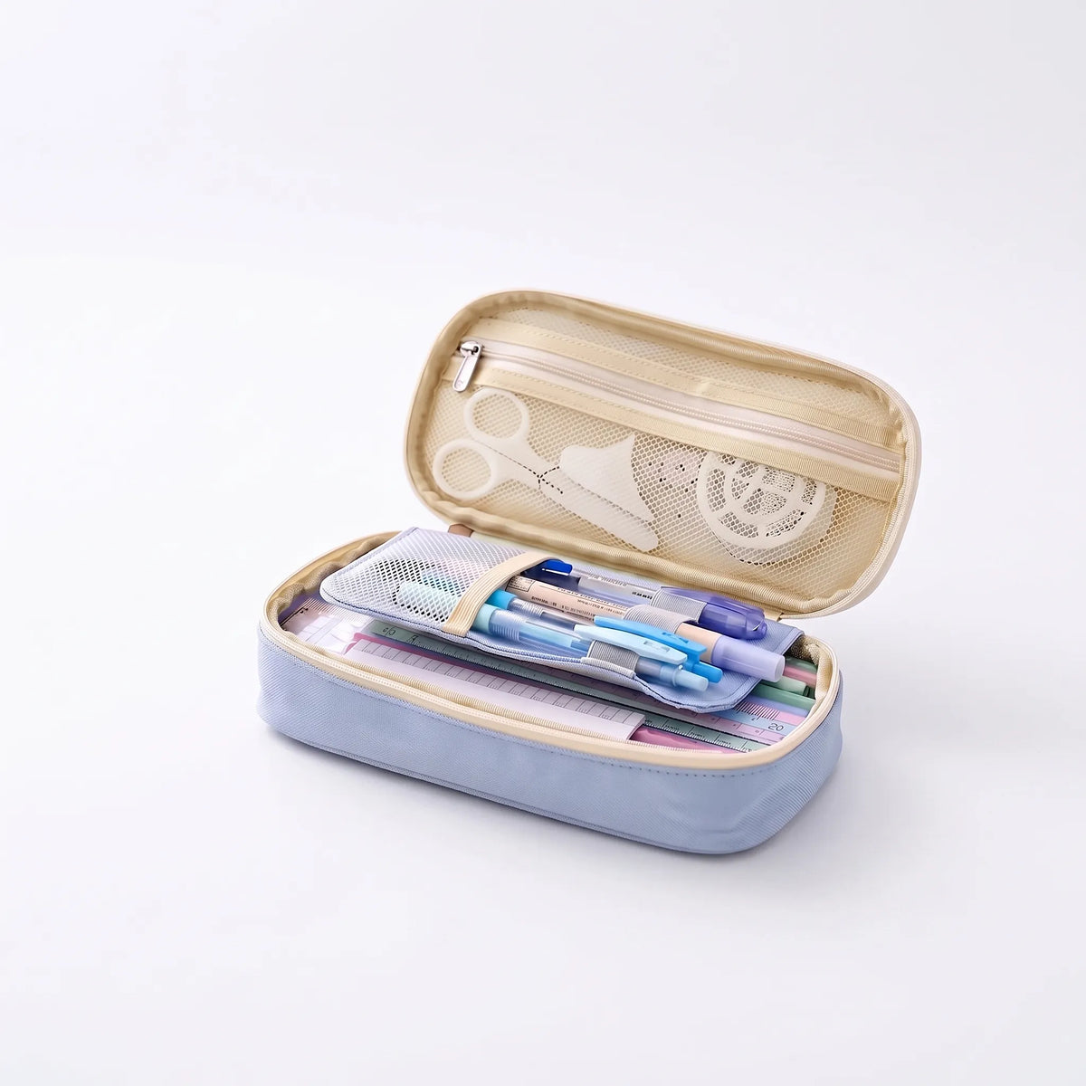 Dual-Layer Pencil Case Storage Pouch for Students & Professionals – Holds 90 Pens Markers Stationery – 8.7×4.3×2.6 in Organizer with Mesh | Thomler
