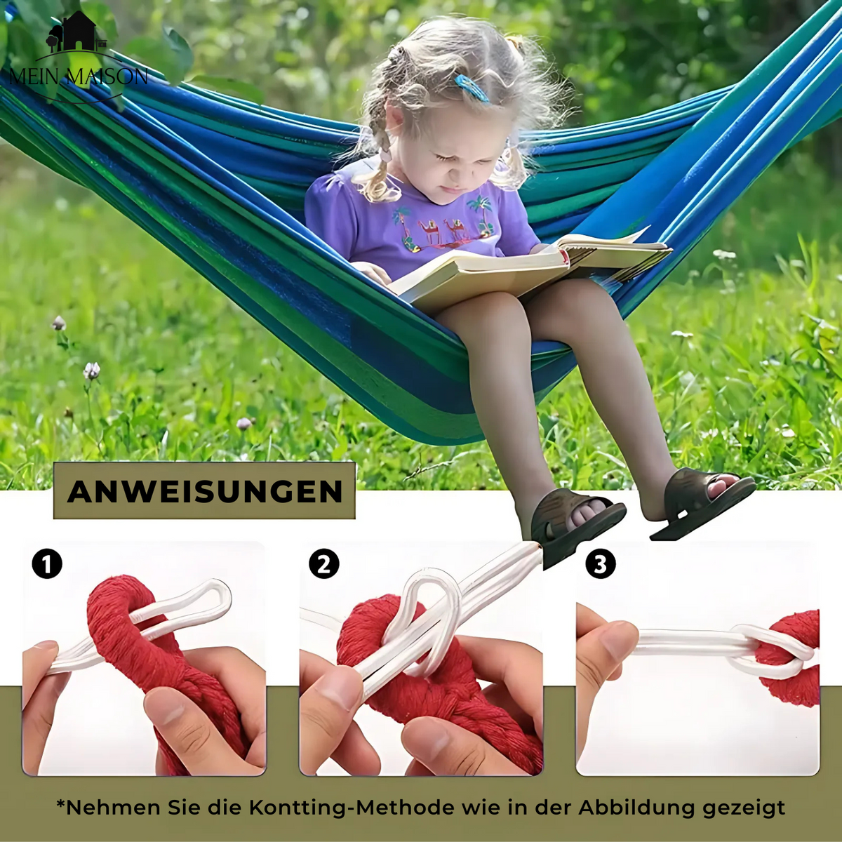 Portable Canvas Hammock with Tree Straps – 440 lb Capacity, No-Tip Design, Includes Carry Bag – Outdoor Camping & Backyard Relaxation | Thomler