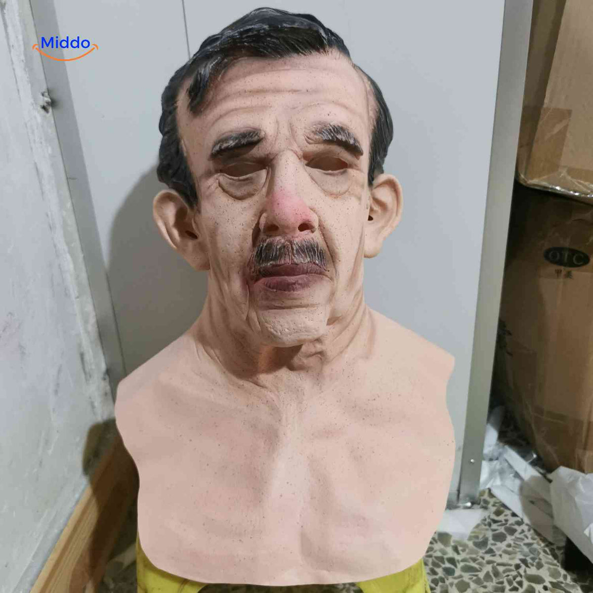Lifelike Elderly Character Mask – Breathable Latex Full-Face Costume Accessory for Parties & Theater | Thomler