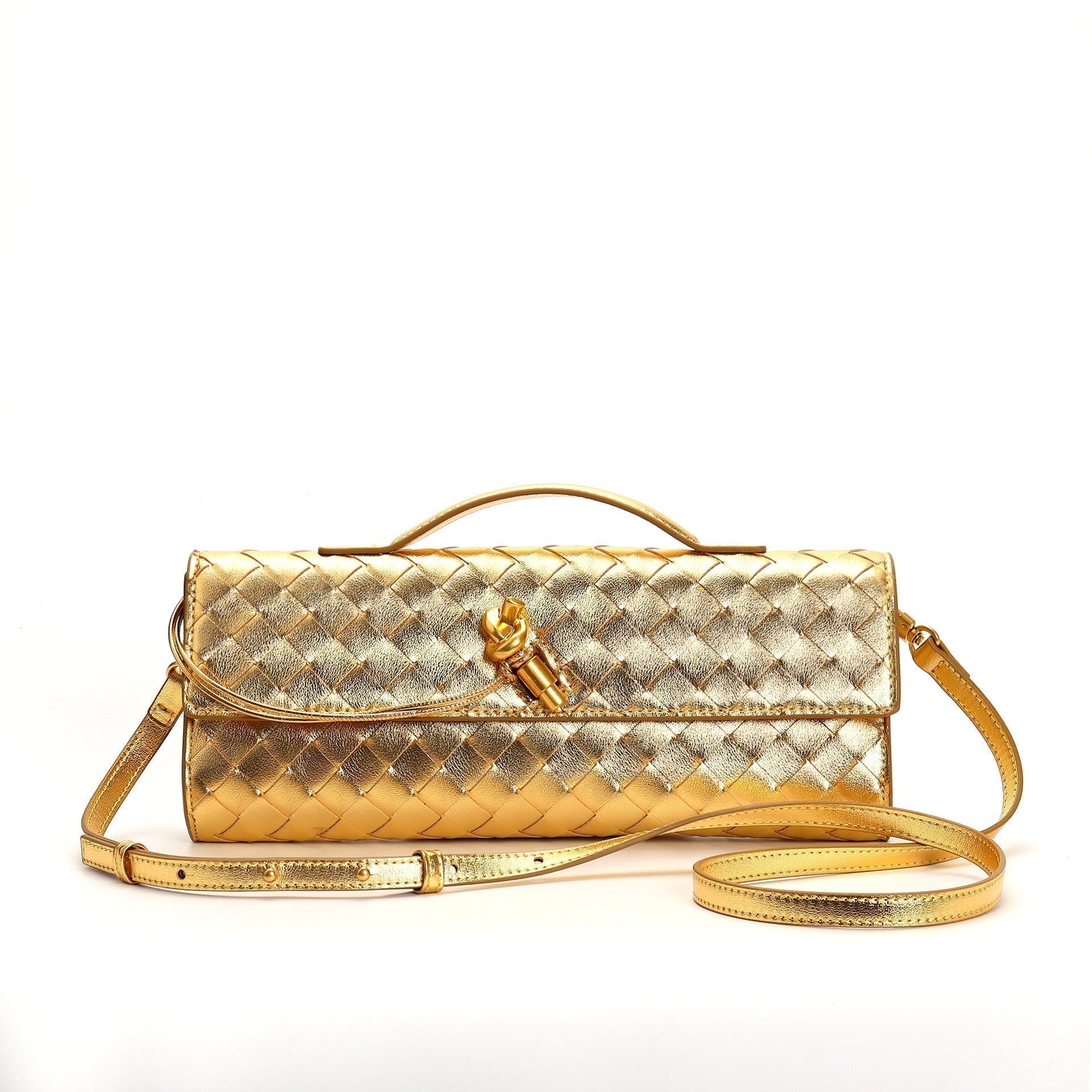 Gevlochten dames clutch van leer – Elegant & Veelzijdig