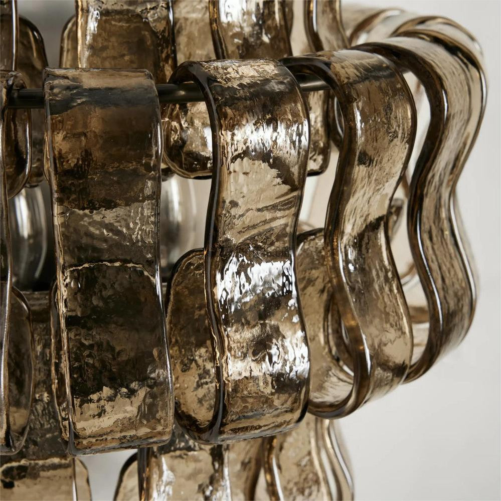 Textured Glass Wall Sconce Light Fixture with Curved Shade for Living Room Bedroom Dining Room | Hardwired 2-Bulb Accent Lighting | Thomler
