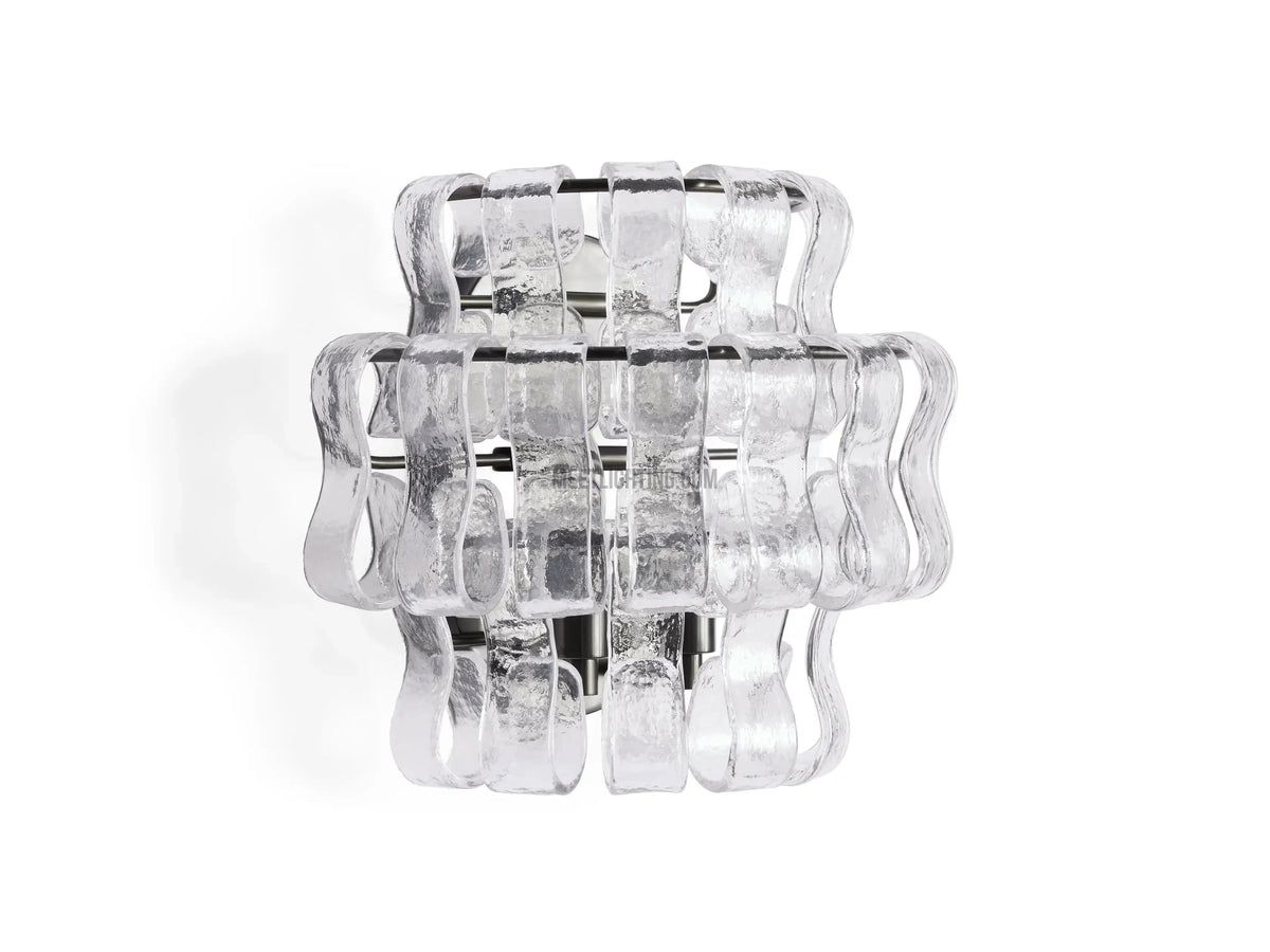 Textured Glass Wall Sconce Light Fixture with Curved Shade for Living Room Bedroom Dining Room | Hardwired 2-Bulb Accent Lighting | Thomler