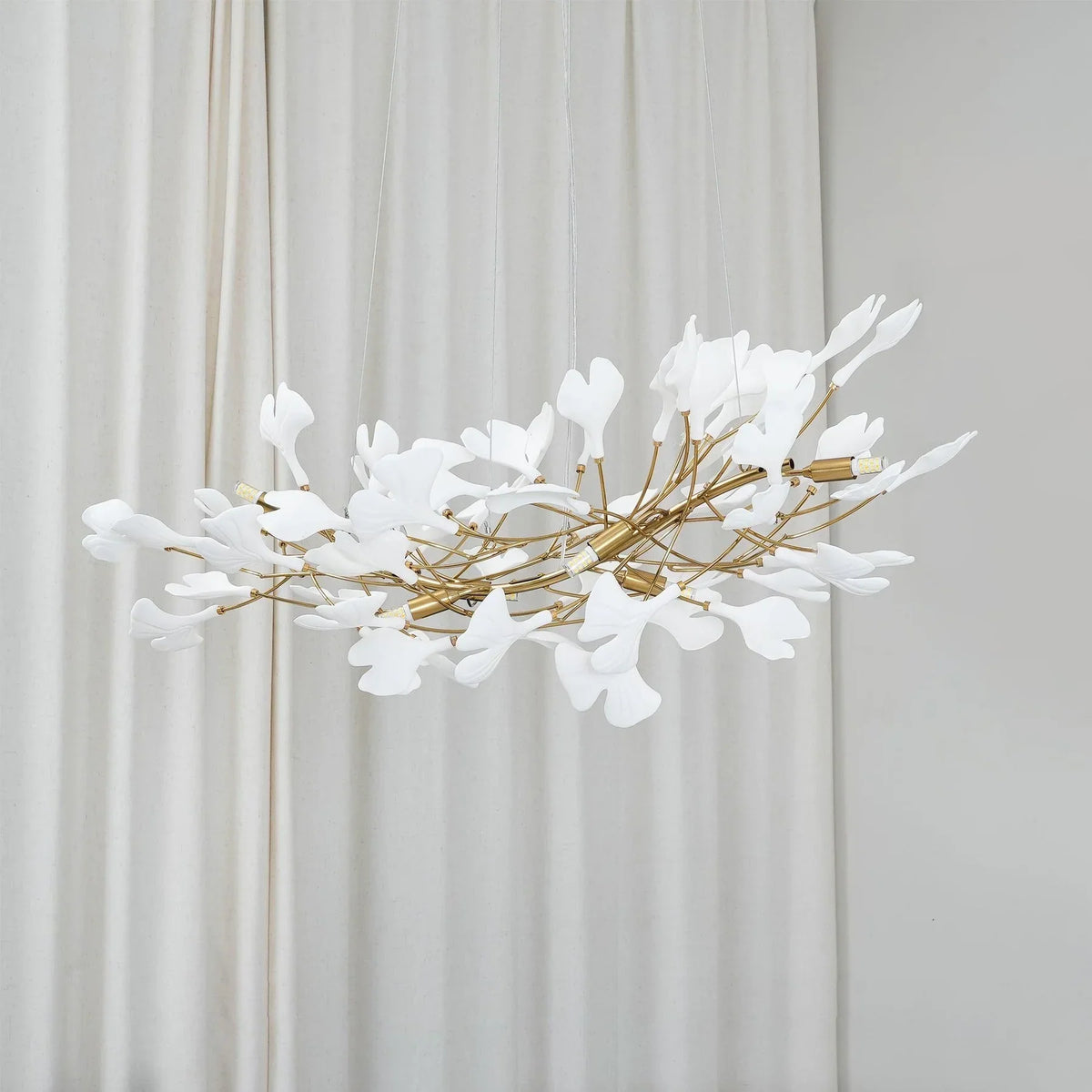 Curved Ceramic Chandelier with Gold or Nickel Hardware for Modern Dining Room & Bedroom | Thomler