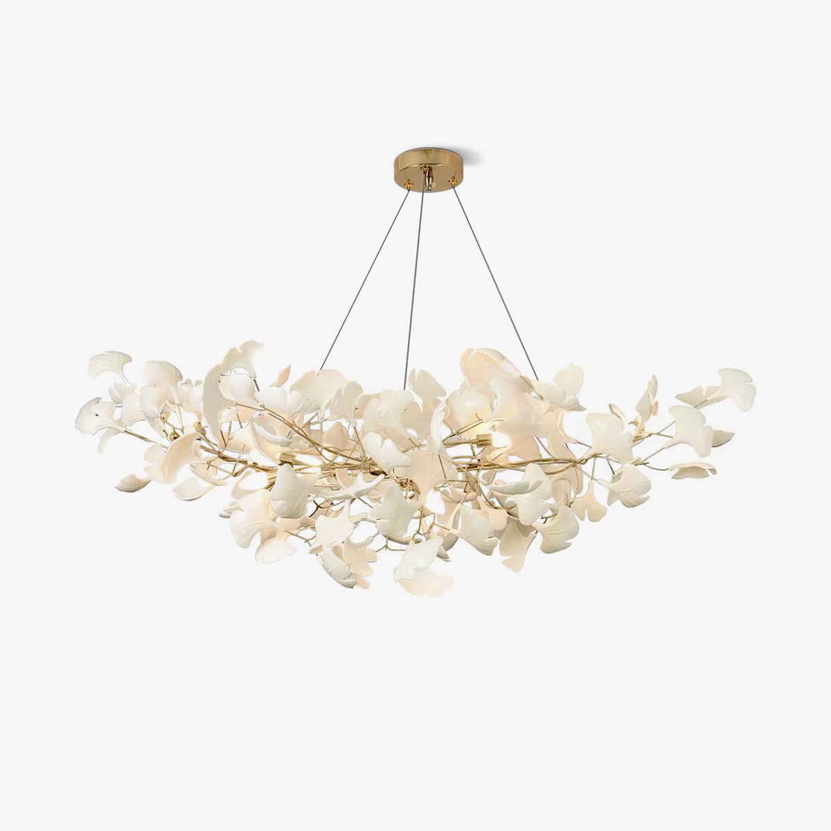 Ginkgo Chandelier 23.6 In Ceramic Leaf Adjustable Ceiling Living Room Luxury Lighting Fixture Sculptural Pendant | Thomler
