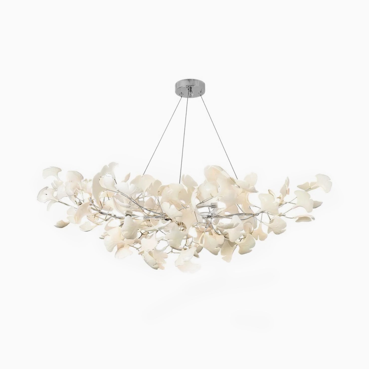 Pendant Light Porcelain Leaf LED Adjustable Height White Dining Room Living Room Chandelier Modern Ceiling Lighting | Thomler