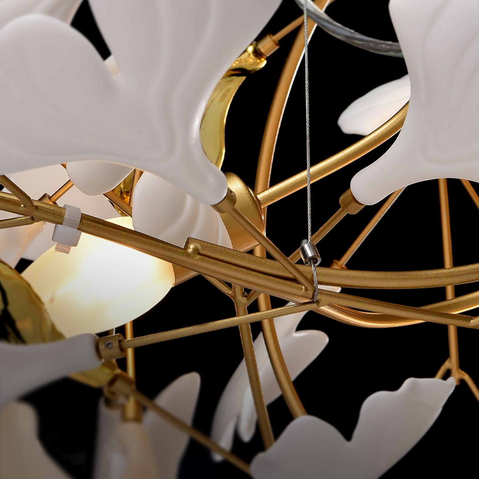Pendant Light Porcelain Leaf LED Adjustable Height White Dining Room Living Room Chandelier Modern Ceiling Lighting | Thomler