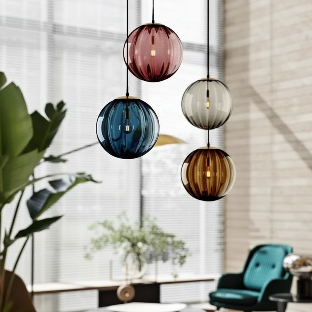Pendant Light Glass Sphere Integrated LED Modern Dining Room Living Room Hallway Hanging Ceiling Light | Thomler