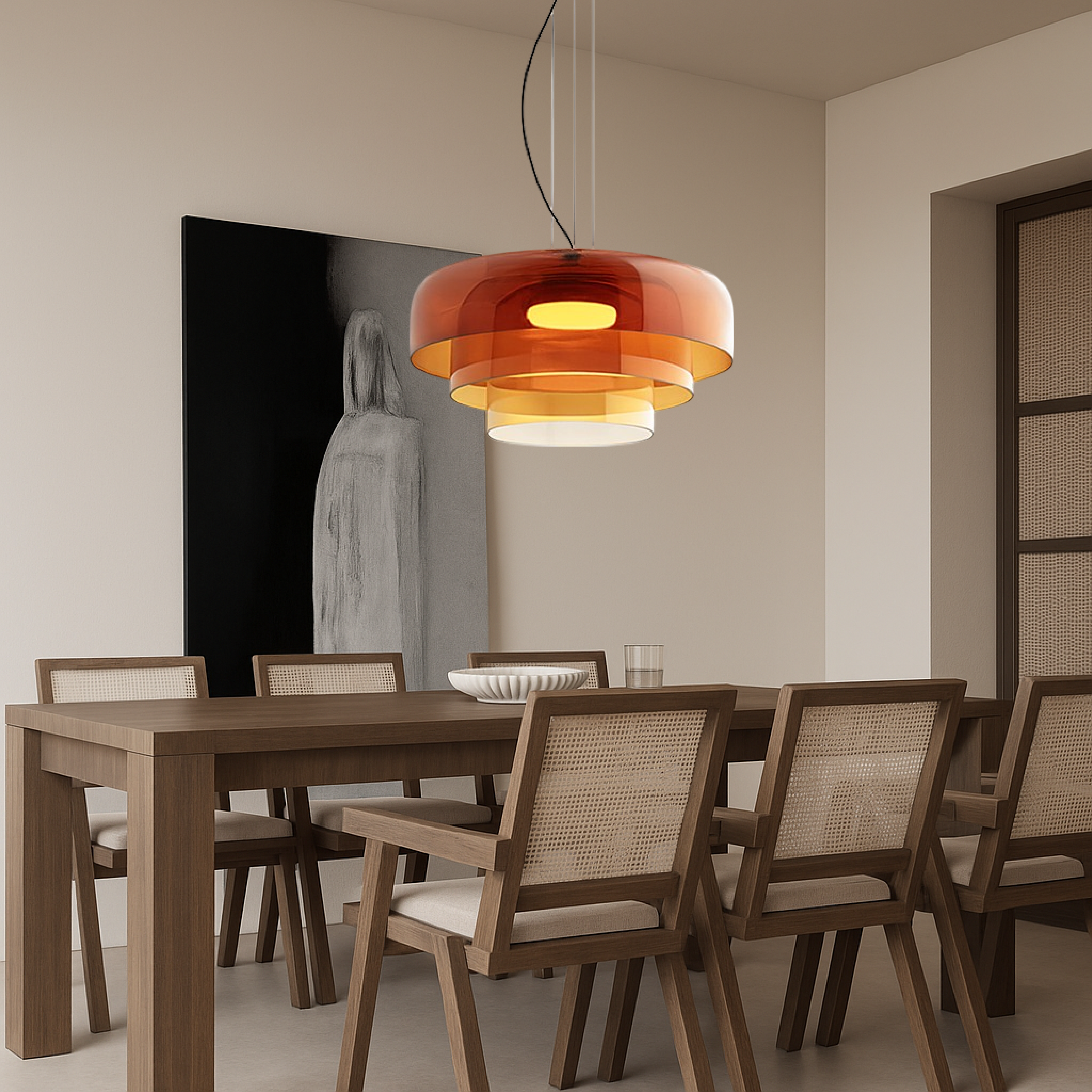 Pendant Light Laminated Glass Ø42.0 cm Adjustable Green Dining Kitchen Island Hanging Ceiling Lamp | Thomler