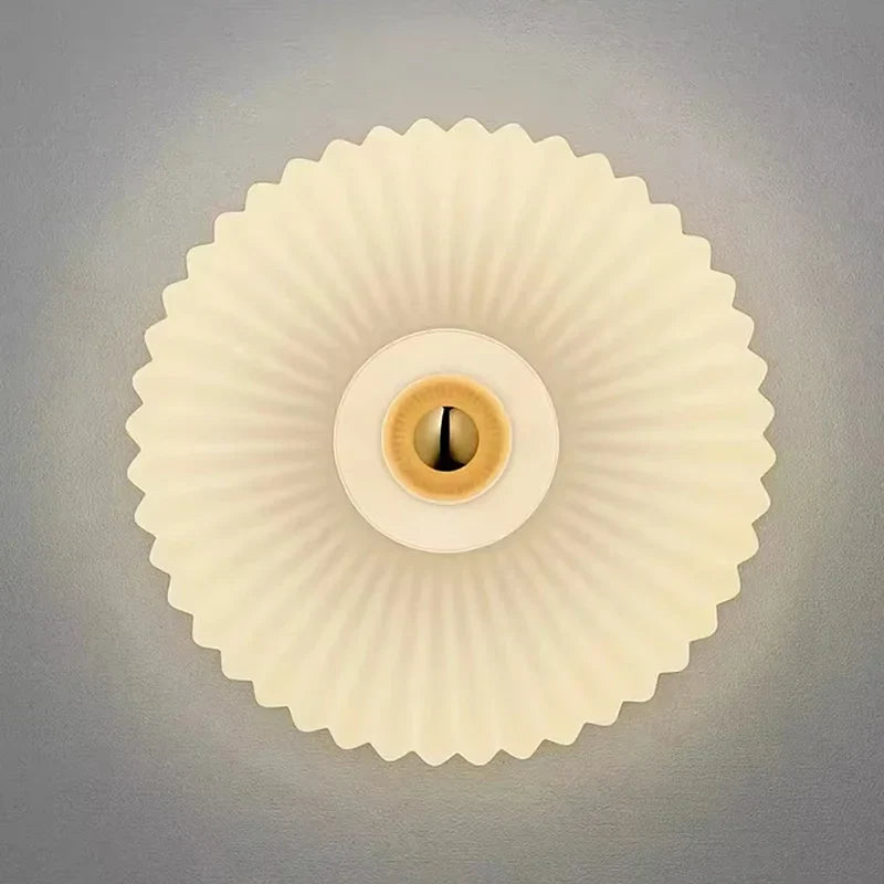 Wall Lamp Ribbed Glass Amber Gold Indoor Bedroom Hallway Decorative Shell Wall Light Art Deco Boho Sconce | Thomler