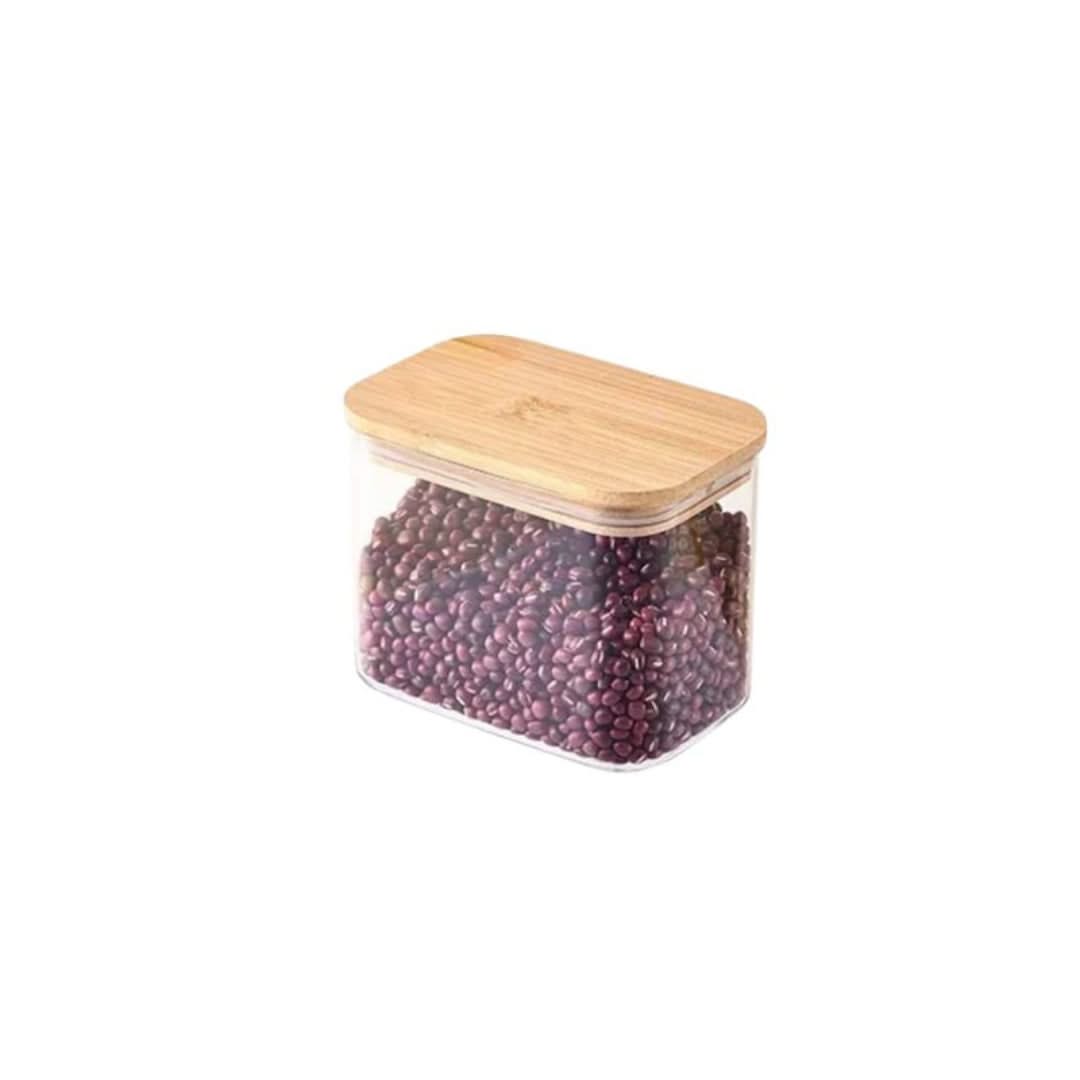 Airtight Food Canister with Wood Lid – Clear Container for Pantry Staples, Dry Goods & Countertop Organization | Thomler