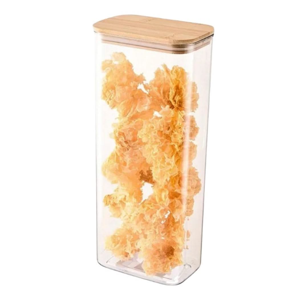 Airtight Food Canister with Wood Lid – Clear Container for Pantry Staples, Dry Goods & Countertop Organization | Thomler