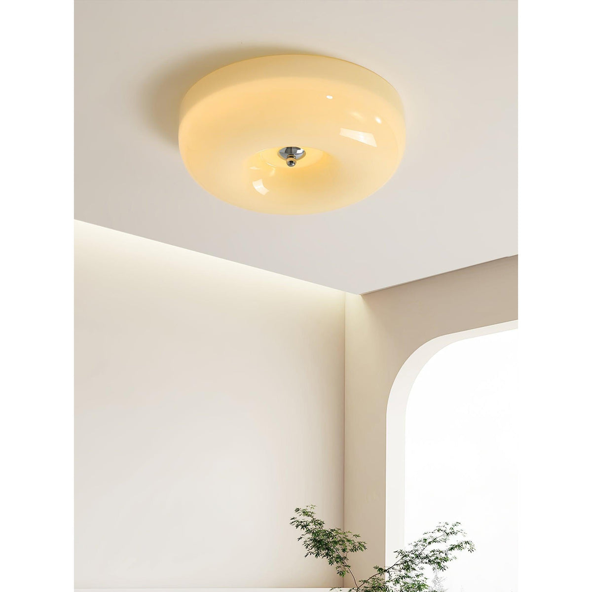 Modern Round Flush Mount LED Overhead Light Fixture Glass Dome for Kitchen Bedroom Living Room Dining Room Hallway Entryway Bathroom | Thomler