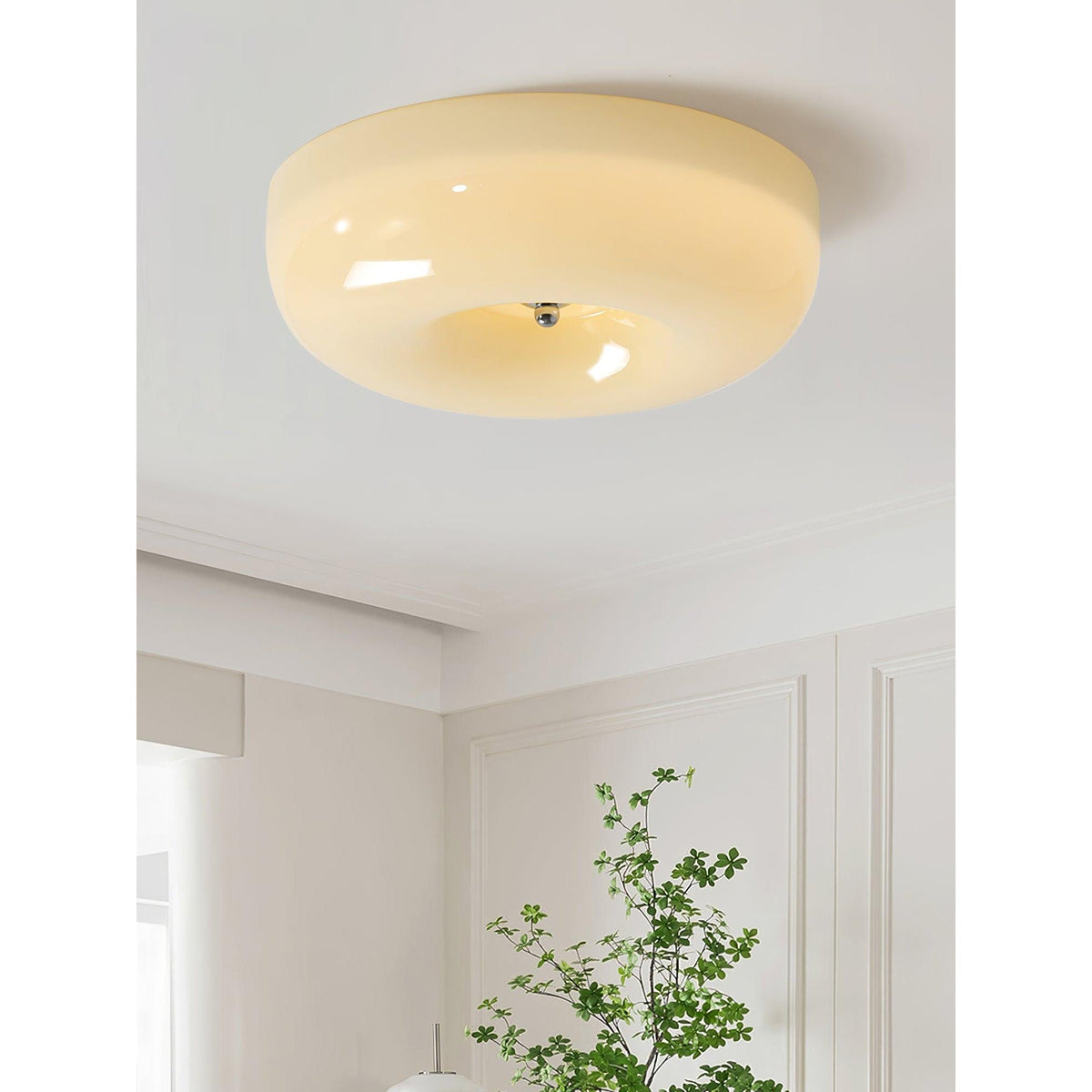 Modern Round Flush Mount LED Overhead Light Fixture Glass Dome for Kitchen Bedroom Living Room Dining Room Hallway Entryway Bathroom | Thomler