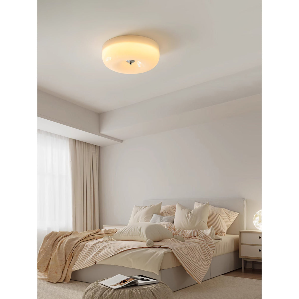 Modern Round Flush Mount LED Overhead Light Fixture Glass Dome for Kitchen Bedroom Living Room Dining Room Hallway Entryway Bathroom | Thomler