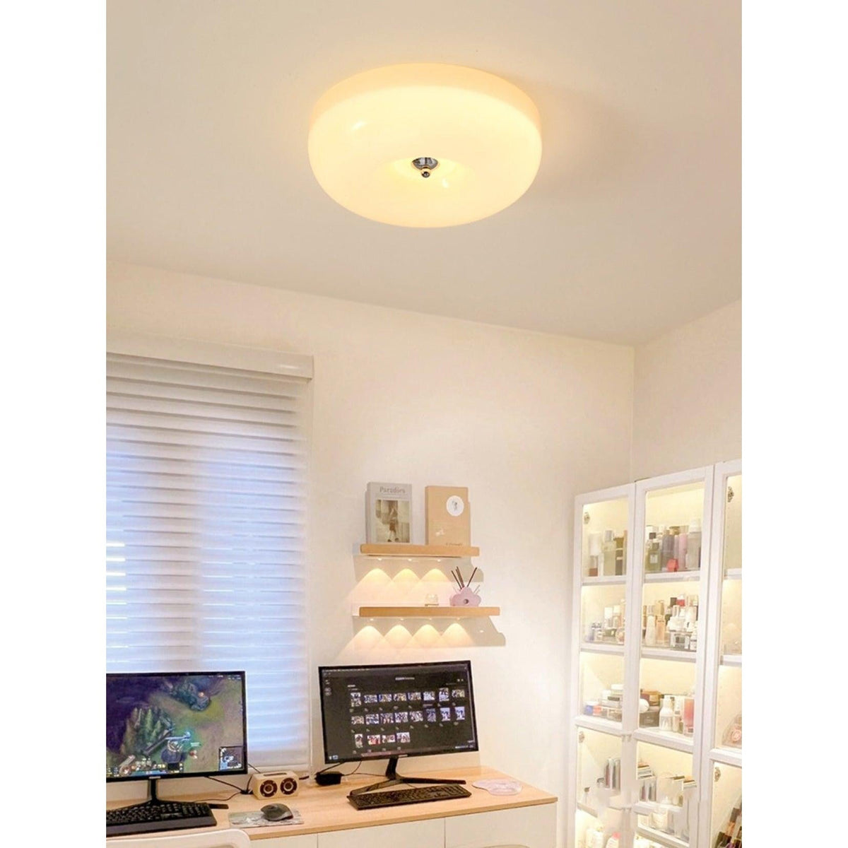 Modern Round Flush Mount LED Overhead Light Fixture Glass Dome for Kitchen Bedroom Living Room Dining Room Hallway Entryway Bathroom | Thomler