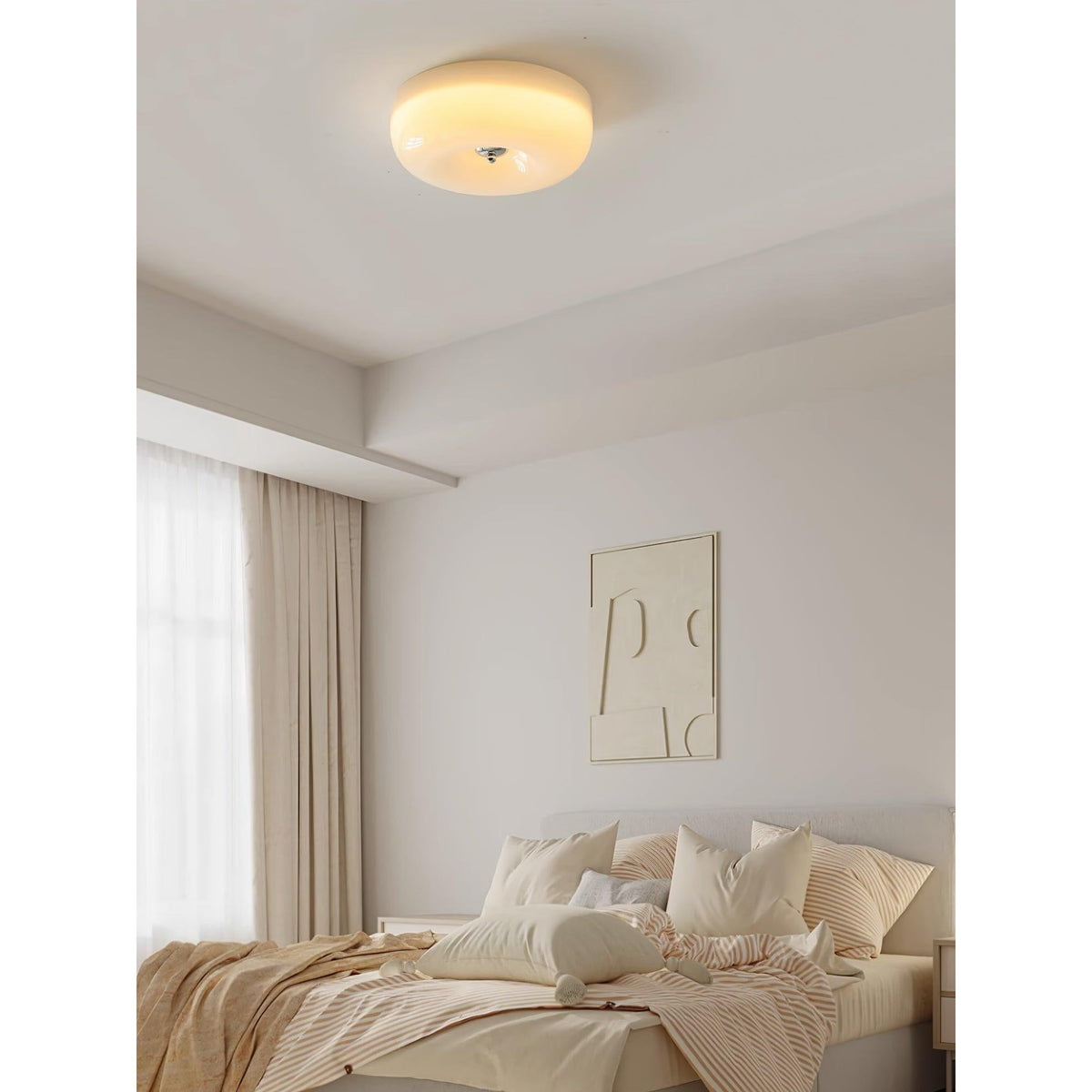 Modern Round Flush Mount LED Overhead Light Fixture Glass Dome for Kitchen Bedroom Living Room Dining Room Hallway Entryway Bathroom | Thomler