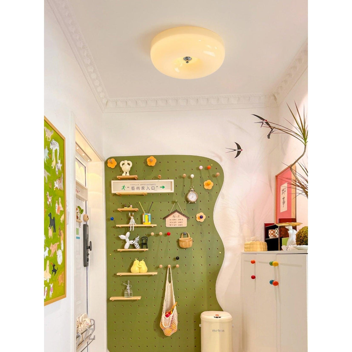 Modern Round Flush Mount LED Overhead Light Fixture Glass Dome for Kitchen Bedroom Living Room Dining Room Hallway Entryway Bathroom | Thomler
