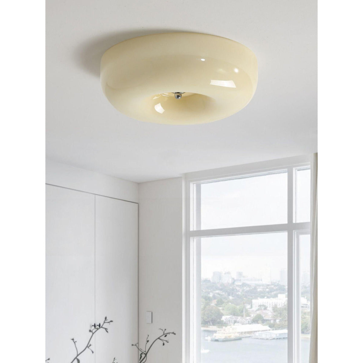 Modern Round Flush Mount LED Overhead Light Fixture Glass Dome for Kitchen Bedroom Living Room Dining Room Hallway Entryway Bathroom | Thomler