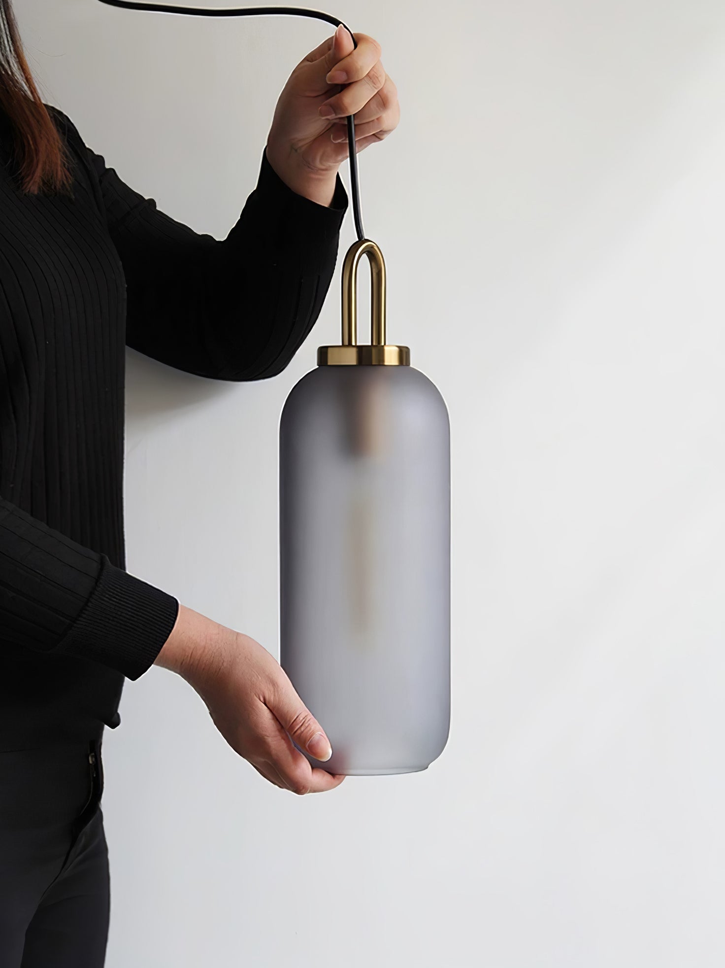 Pendant Light Glass Metal 11.8 in Hanging Living Room Bedroom Ceiling Adjustable Modern Minimalist Lighting Fixture | Thomler