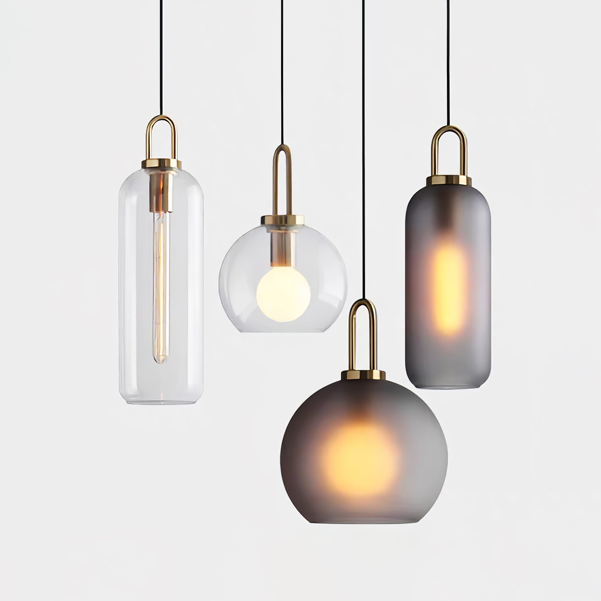 Pendant Light Glass Metal 11.8 in Hanging Living Room Bedroom Ceiling Adjustable Modern Minimalist Lighting Fixture | Thomler