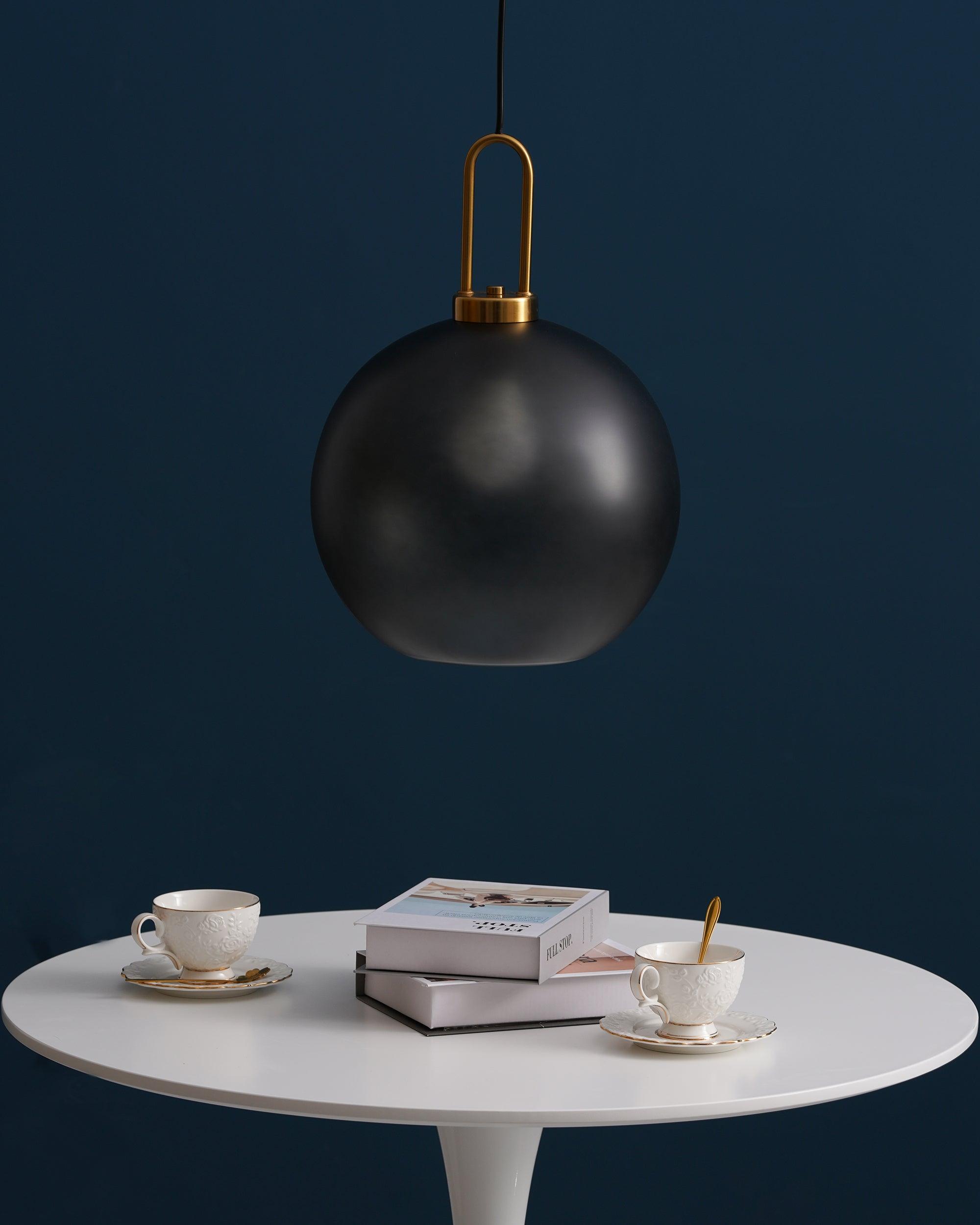 Pendant Light Glass Metal 11.8 in Hanging Living Room Bedroom Ceiling Adjustable Modern Minimalist Lighting Fixture | Thomler