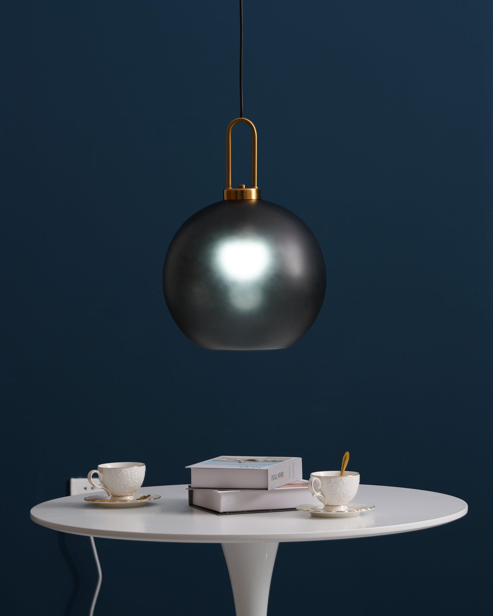 Pendant Light Glass Metal 11.8 in Hanging Living Room Bedroom Ceiling Adjustable Modern Minimalist Lighting Fixture | Thomler