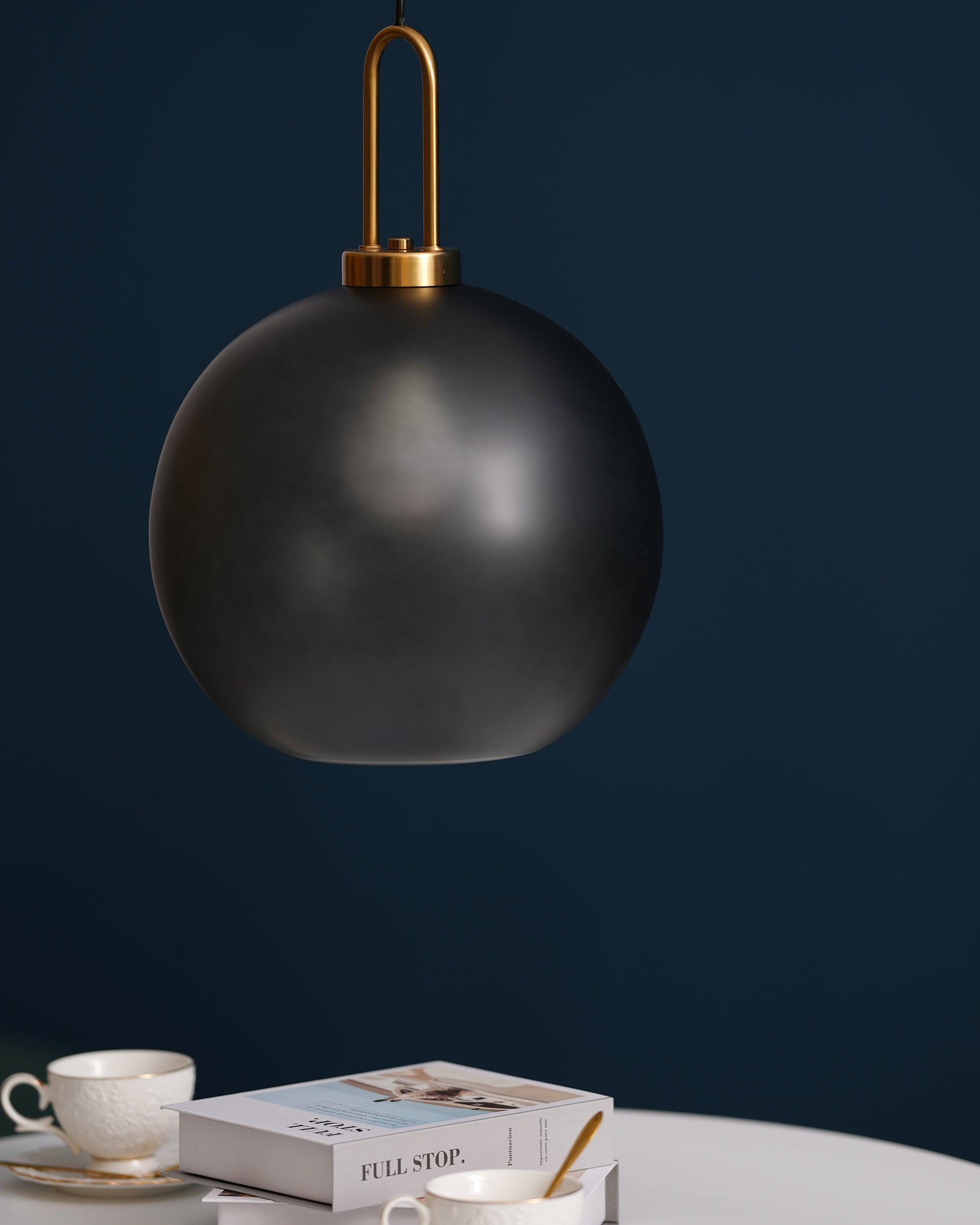 Pendant Light Glass Metal 11.8 in Hanging Living Room Bedroom Ceiling Adjustable Modern Minimalist Lighting Fixture | Thomler