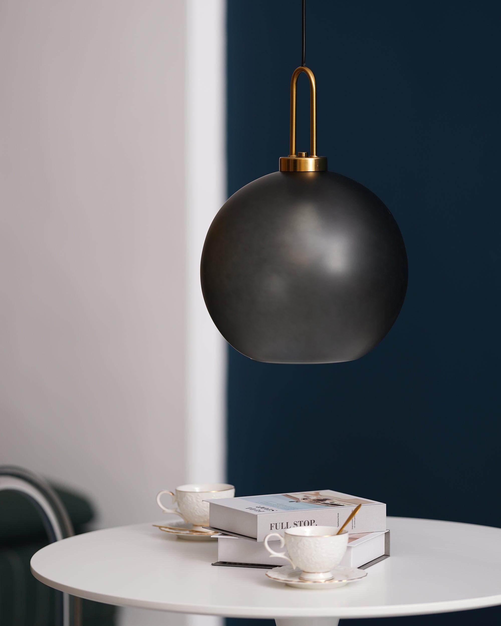 Pendant Light Glass Metal 11.8 in Hanging Living Room Bedroom Ceiling Adjustable Modern Minimalist Lighting Fixture | Thomler