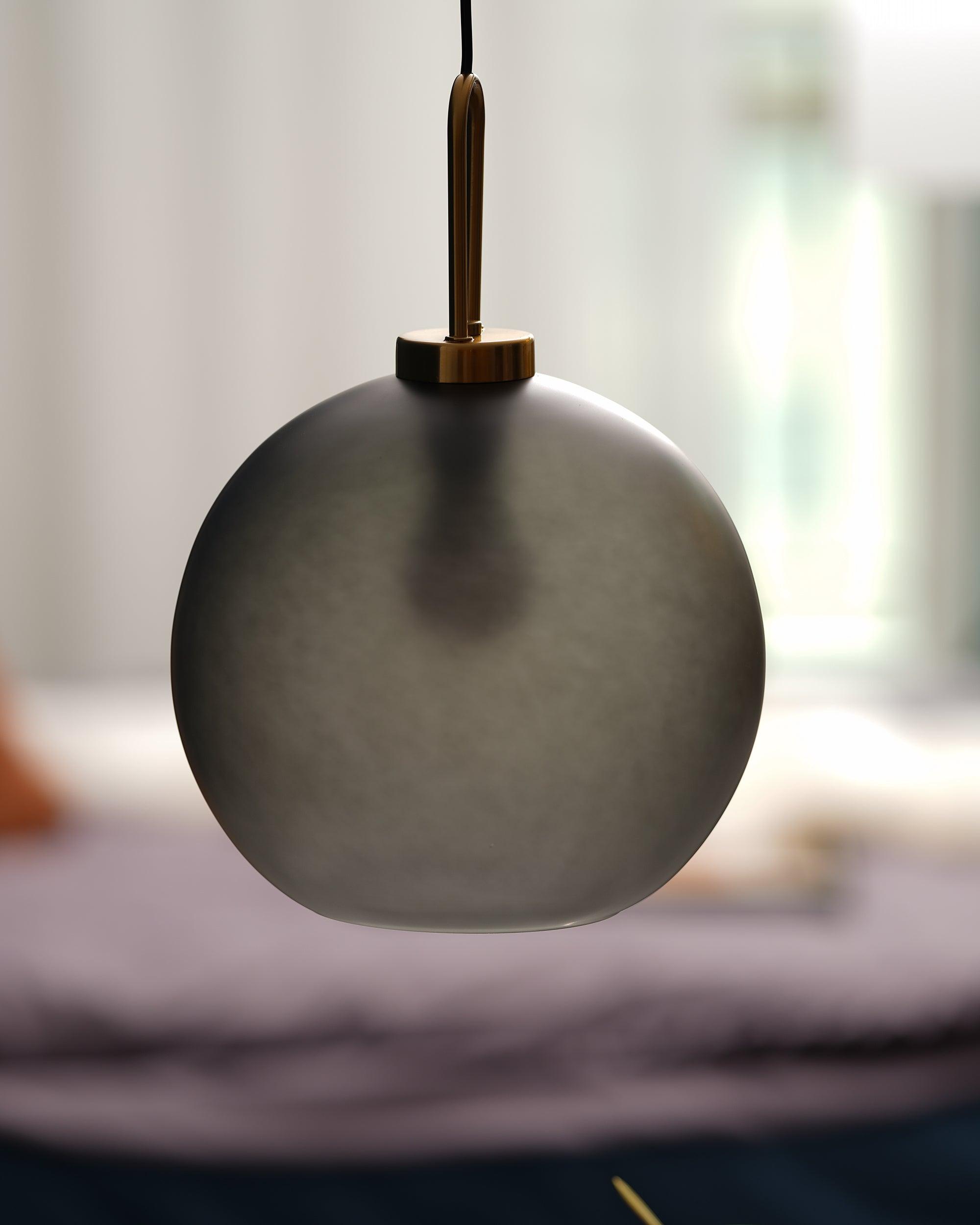 Pendant Light Glass Metal 11.8 in Hanging Living Room Bedroom Ceiling Adjustable Modern Minimalist Lighting Fixture | Thomler