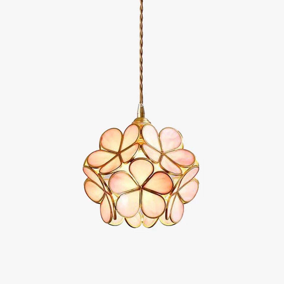 Pendant Light Brass Glass 7.9 in Petal Shape Indoor Ceiling Lamp Adjustable Hanging Height | Thomler