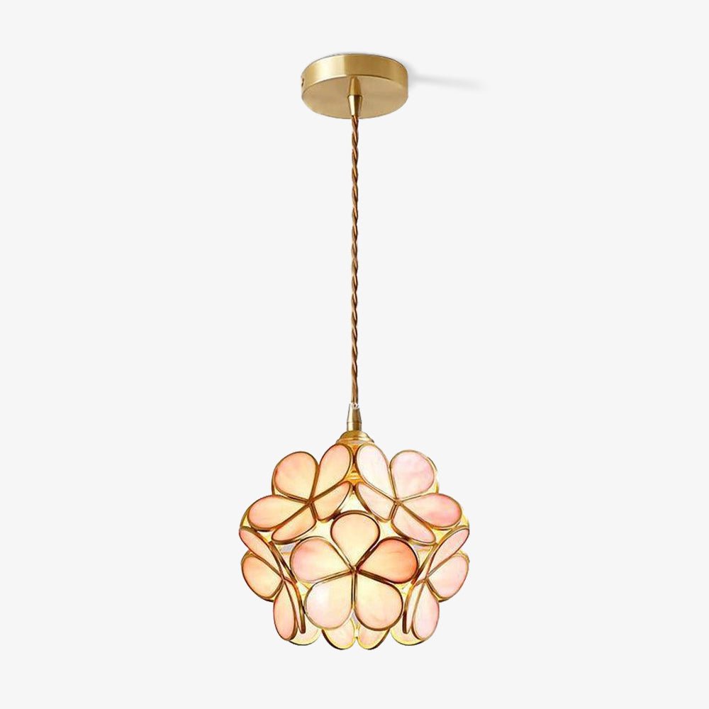 Pendant Light Brass Glass 7.9 in Petal Shape Indoor Ceiling Lamp Adjustable Hanging Height | Thomler