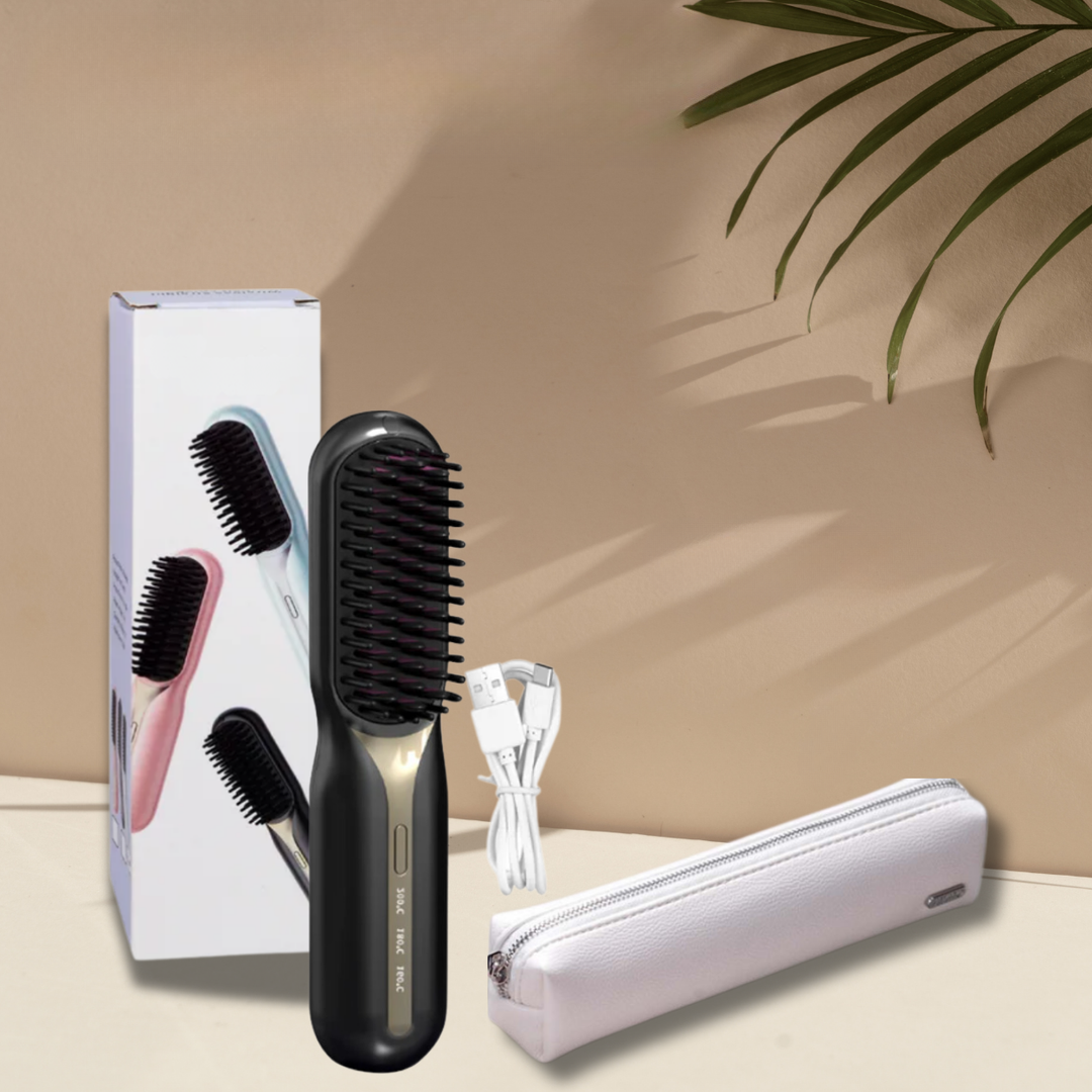 Rechargeable Cordless Hair Straightening Brush Heated Styling Tool Anti-Frizz Ionic Technology Travel-Friendly Portable Heat Brush for Smoot | Thomler