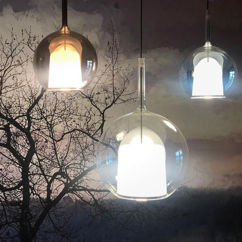 Pendant Light Glass Dome 9.8 in Indoor Dining Room Kitchen Island Ceiling Lamp | Thomler