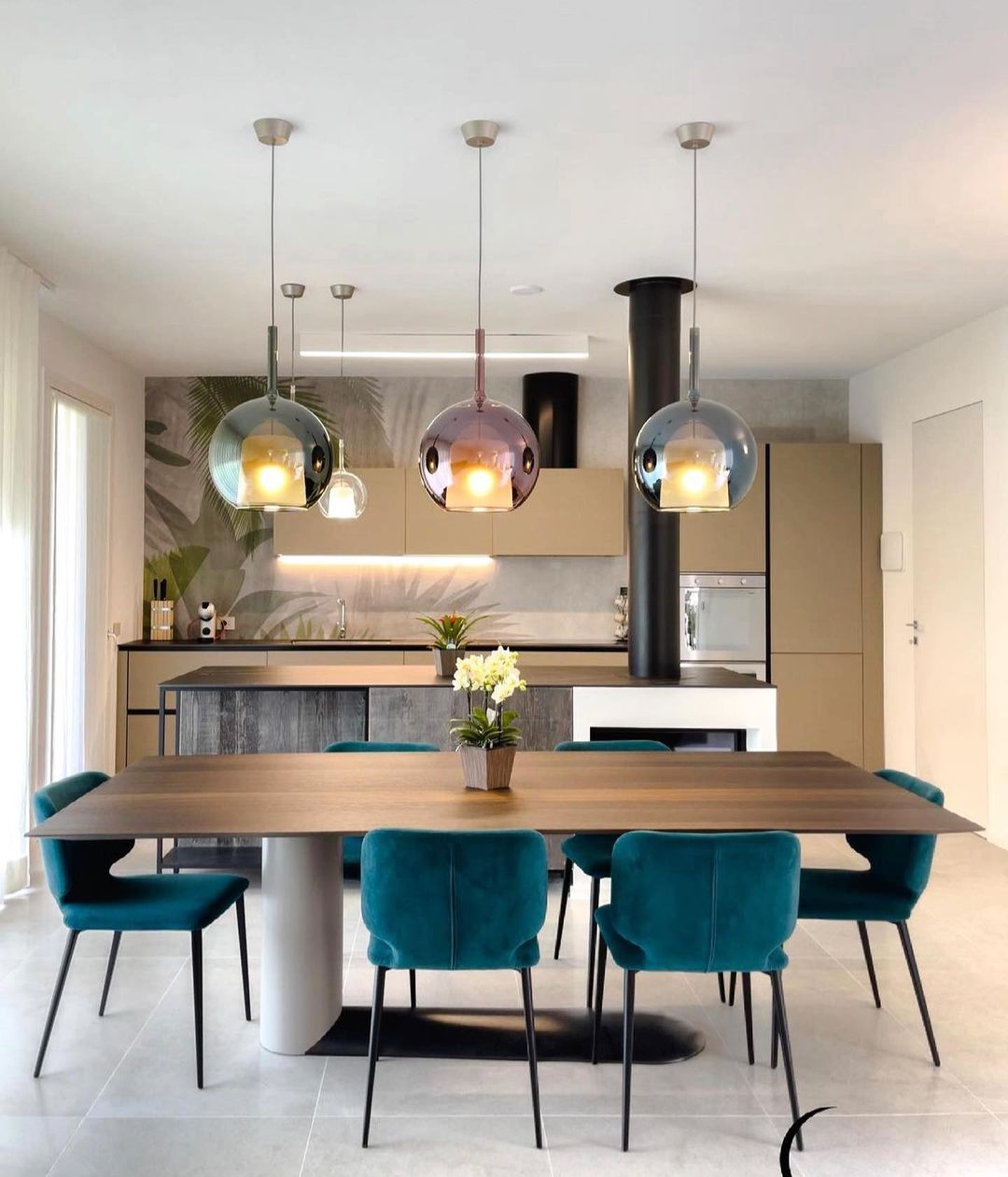 Pendant Light Glass Dome 9.8 in Indoor Dining Room Kitchen Island Ceiling Lamp | Thomler