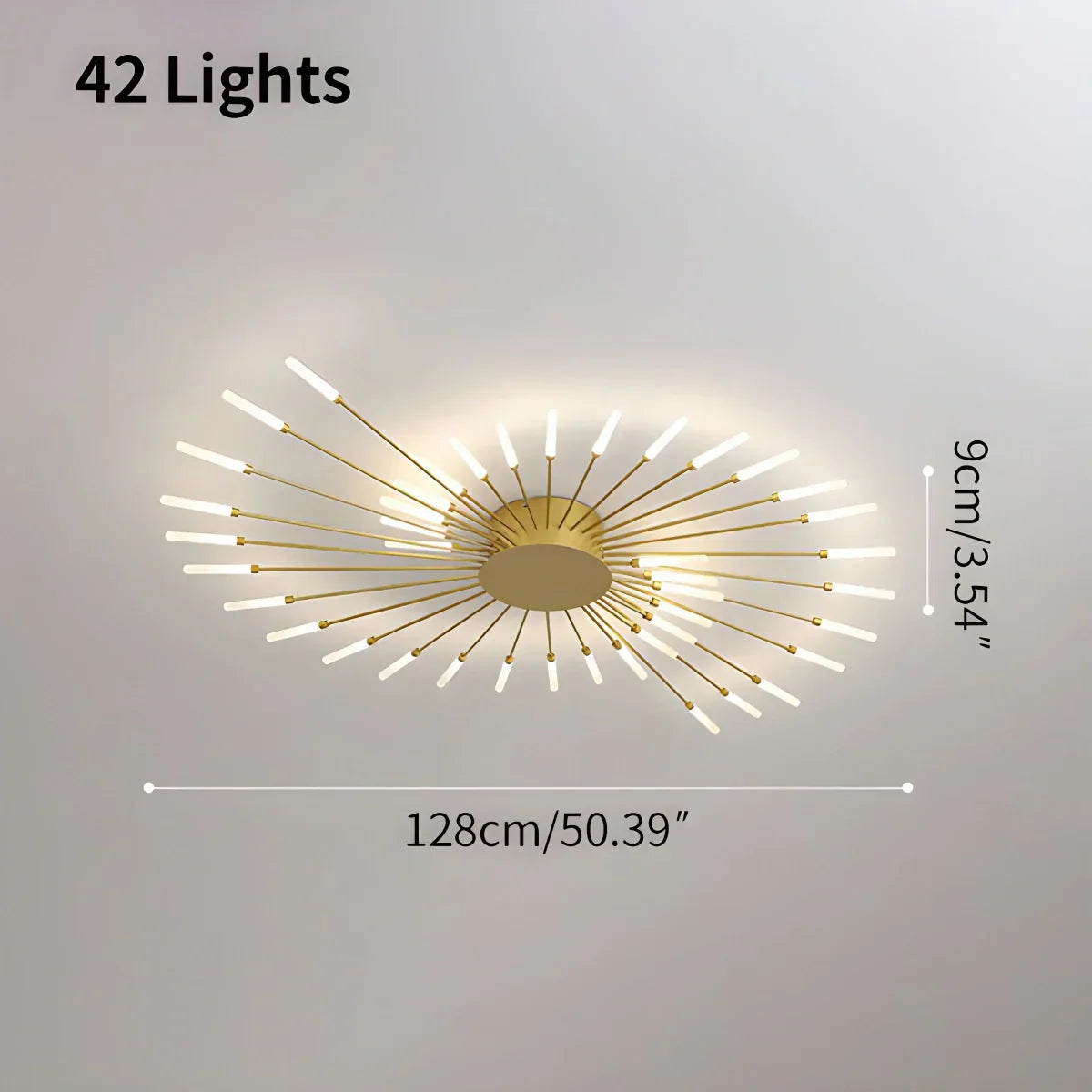Ceiling Light Metal 20 To 42 Light Points Gold Living Room Dining Room Dimmable LED Starburst Fixture | Thomler