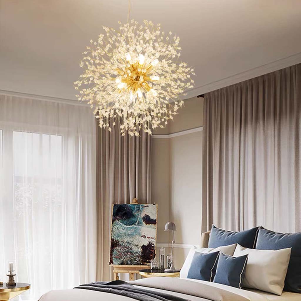 Chandelier Metal Crystal 23.6 in Adjustable Living Room Dining Foyer Ceiling Light Modern Nordic Style | Thomler