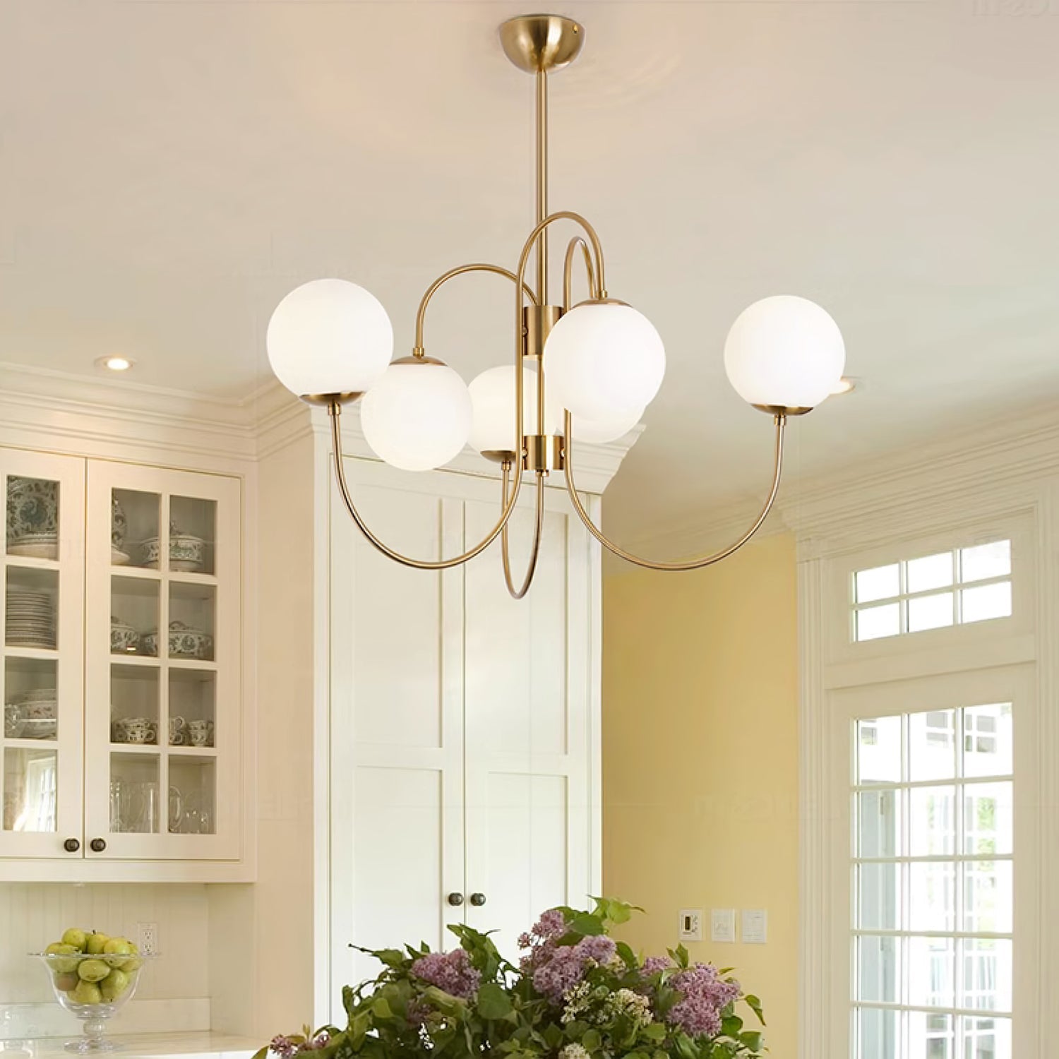 Chandelier Metal Glass 30 in x 27.6 in Indoor Ceiling Lighting | Thomler