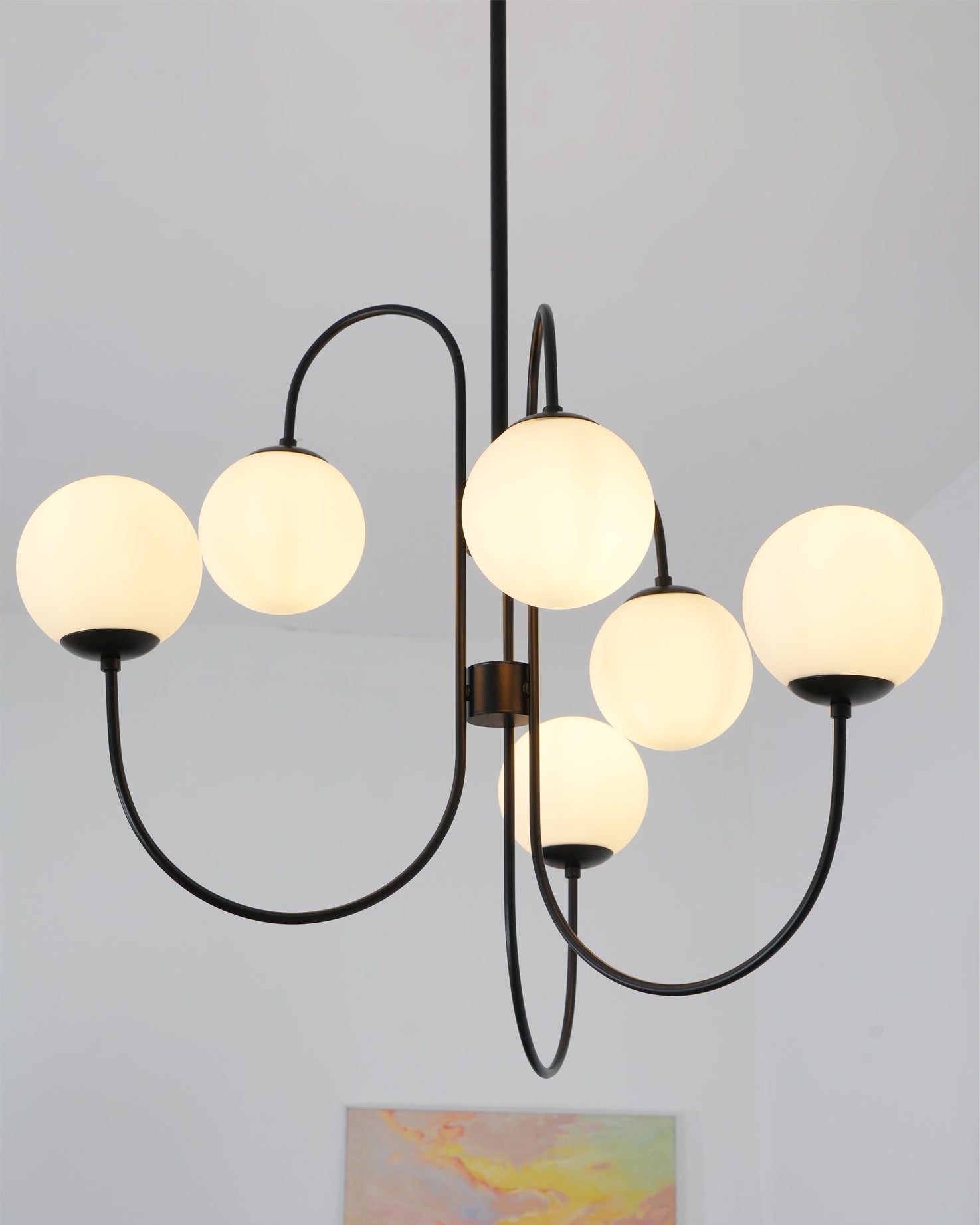 Chandelier Metal Glass 30 in x 27.6 in Indoor Ceiling Lighting | Thomler