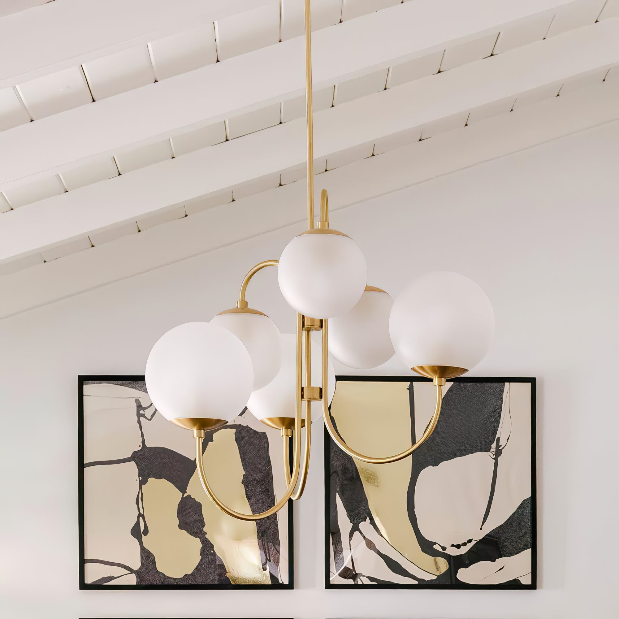 Chandelier Metal Glass 30 in x 27.6 in Indoor Ceiling Lighting | Thomler