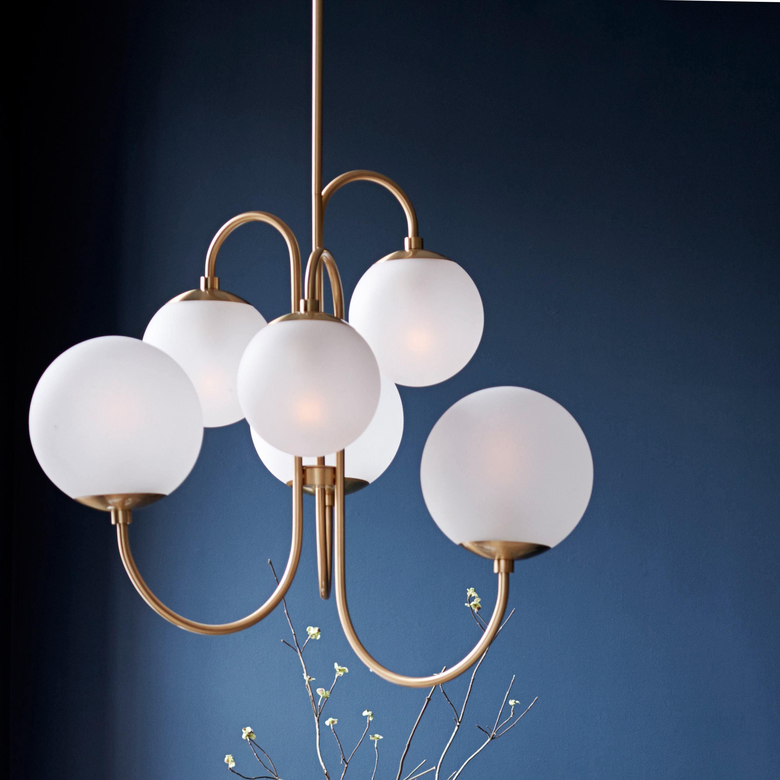 Chandelier Metal Glass 30 in x 27.6 in Indoor Ceiling Lighting | Thomler