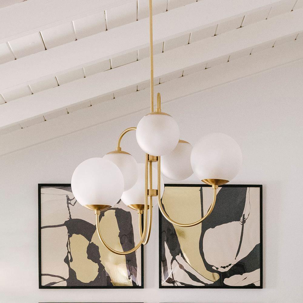 Chandelier Metal Glass 30 in x 27.6 in Indoor Ceiling Lighting | Thomler