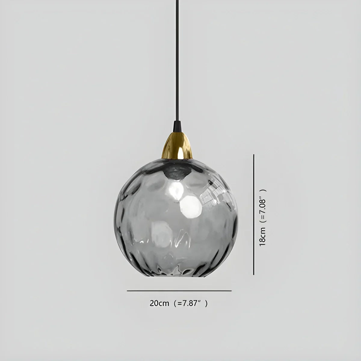 Pendant Light Glass Globe E26 20.0 cm Grey Dining Room Bedroom Hanging Ceiling Lamp Modern Ambient Lighting | Thomler