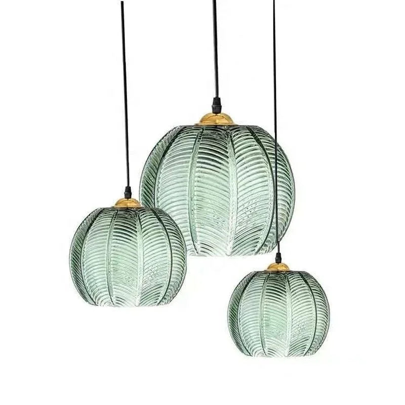 Pendant Light Glass 12 in Boho Tropical Palm Leaf Living Room Kitchen Bedroom Hanging Lamp | Thomler