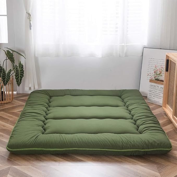 Foldable Floor Mattress 4-Inch Thick Quilted Sleeping Pad Roll-Up Guest Bed Tatami-Style Mat for Bedroom Dorm Meditation Adults Kids | Thomler