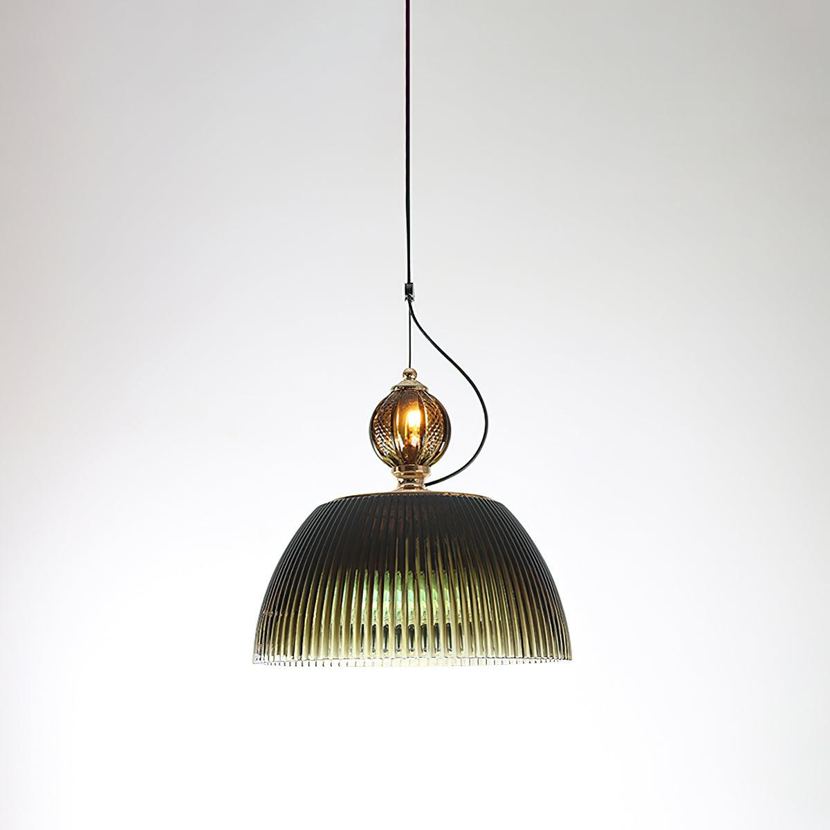 Emerald Glass Bowl Overhead Fixture 12.6 Inch Adjustable Cord Kitchen Counter Dining Room Ceiling Lighting E26 E27 Socket 40W Compatible | Thomler
