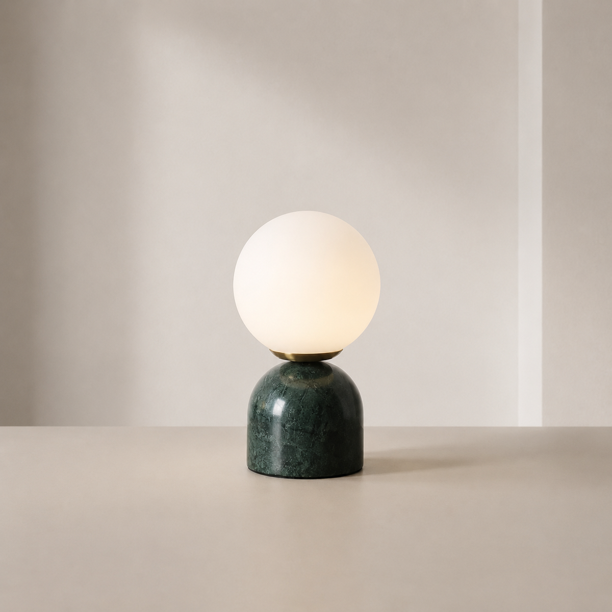 Marble Table Lamp with Frosted Globe Shade – Warm White LED Light for Bedroom Nightstand & Living Room – Modern Minimalist Accent Lighting | Thomler