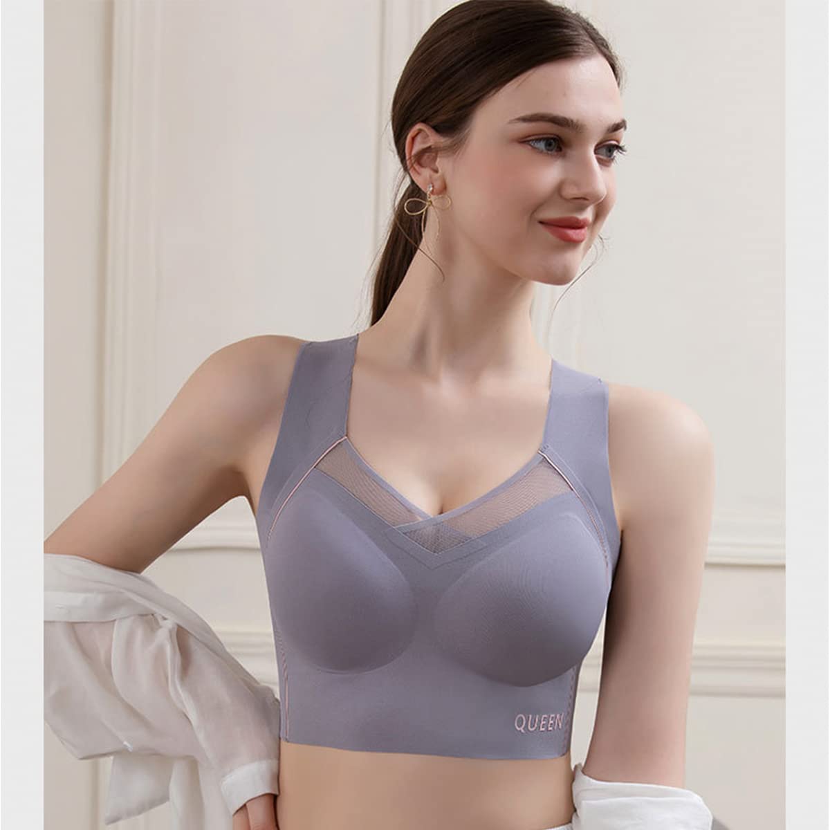Wireless Full Coverage Support Bra with Cushioned Straps & Seamless Lift for All-Day Comfort | Thomler