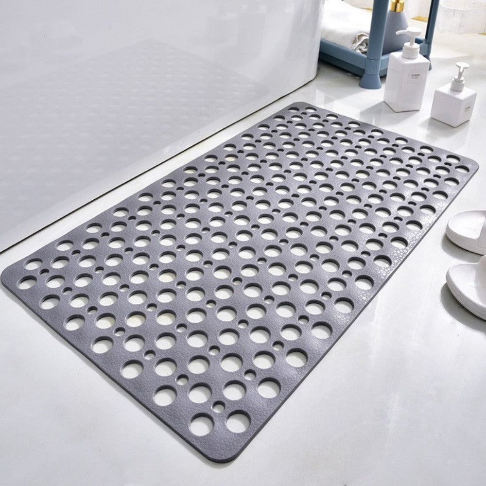 Anti-Slip Bathroom Mat with Drain Holes and Suction Cups for Shower Floor, Tub, Wet Surfaces | Quick Dry, Mildew Resistant TPE Safety | Thomler