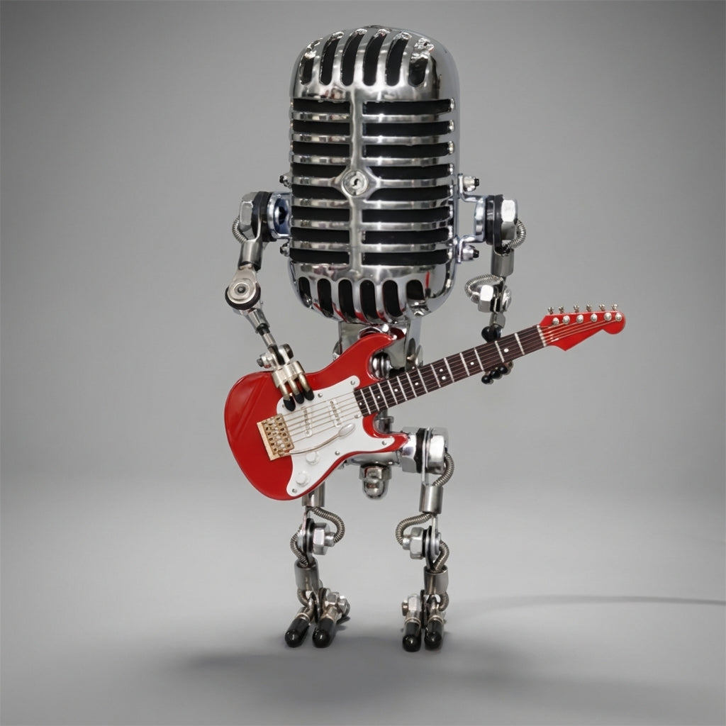 Table Lamp Plastic 22.0 cm Retro Microphone Robot Guitar Bedroom Desk Decorative LED Accent Light Music Lover Gift | Thomler